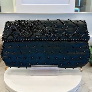 VTG Bon Soir - Black Beaded Evening Bag, Handmade in Japan w/ Italian Beads